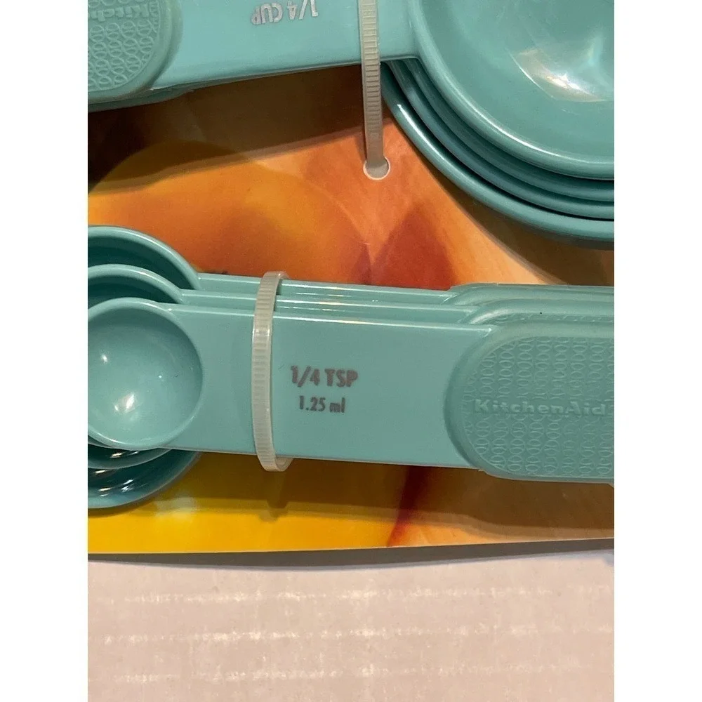 KitchenAid Aqua Measuring Cup and Spoon Set Aqua Sky Teal 9 Piece KC475OHAQA NEW